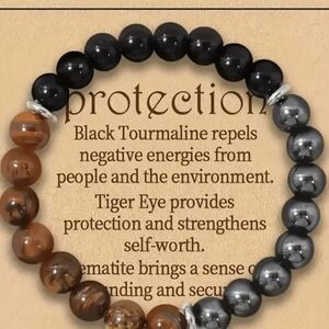 Black Tourmaline and Tiger's Eye Beaded Bracelet